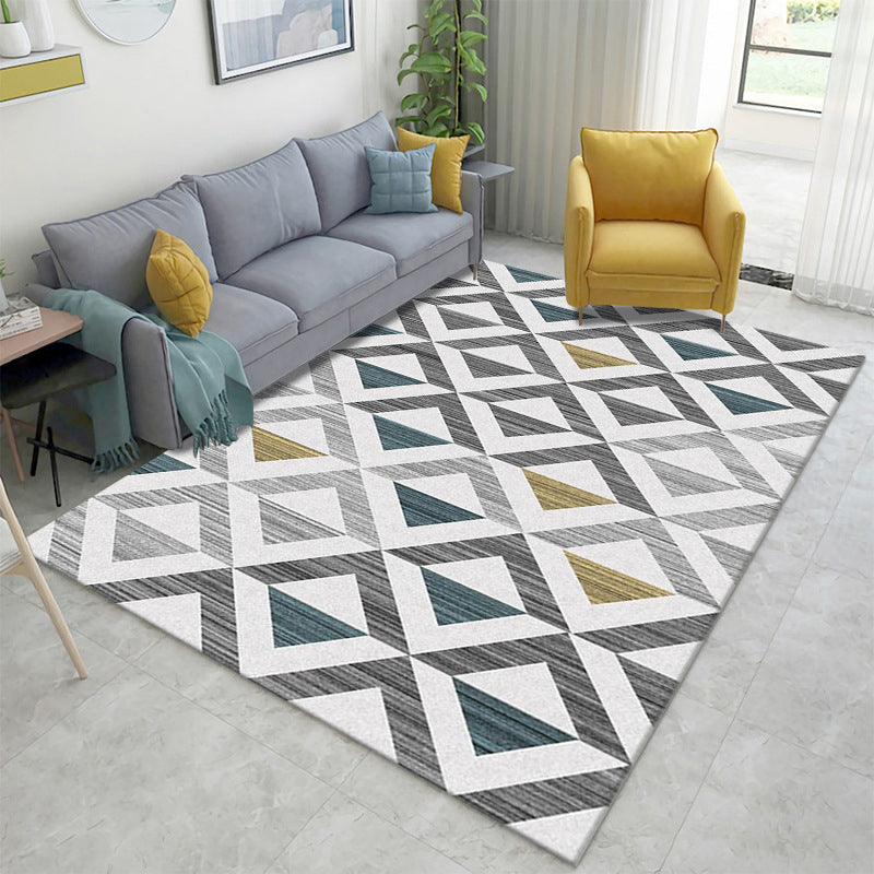 Rynx | Multicolor Home Decoration Rug Scandinavian Geometric Carpet Polyester Washable Anti-Slip Backing Stain Resistant Rug