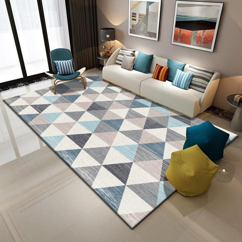 Rynx | Multicolor Home Decoration Rug Scandinavian Geometric Carpet Polyester Washable Anti-Slip Backing Stain Resistant Rug