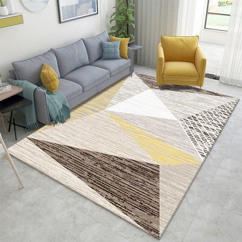 Rynx | Multicolor Home Decoration Rug Scandinavian Geometric Carpet Polyester Washable Anti-Slip Backing Stain Resistant Rug