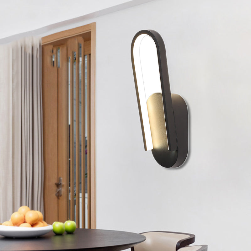 Rynx | Simple Wall Light Black/White Half Oval LED Wall Light with Acrylic Shade, Warm/White Light