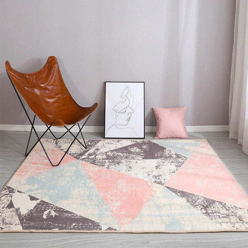Rynx | Esthetic Watercolor Print Rug Multi-Color Modern Area Rug Polyester Washable Non-Slip Backing Stain Resistant Rug for Drawing Room
