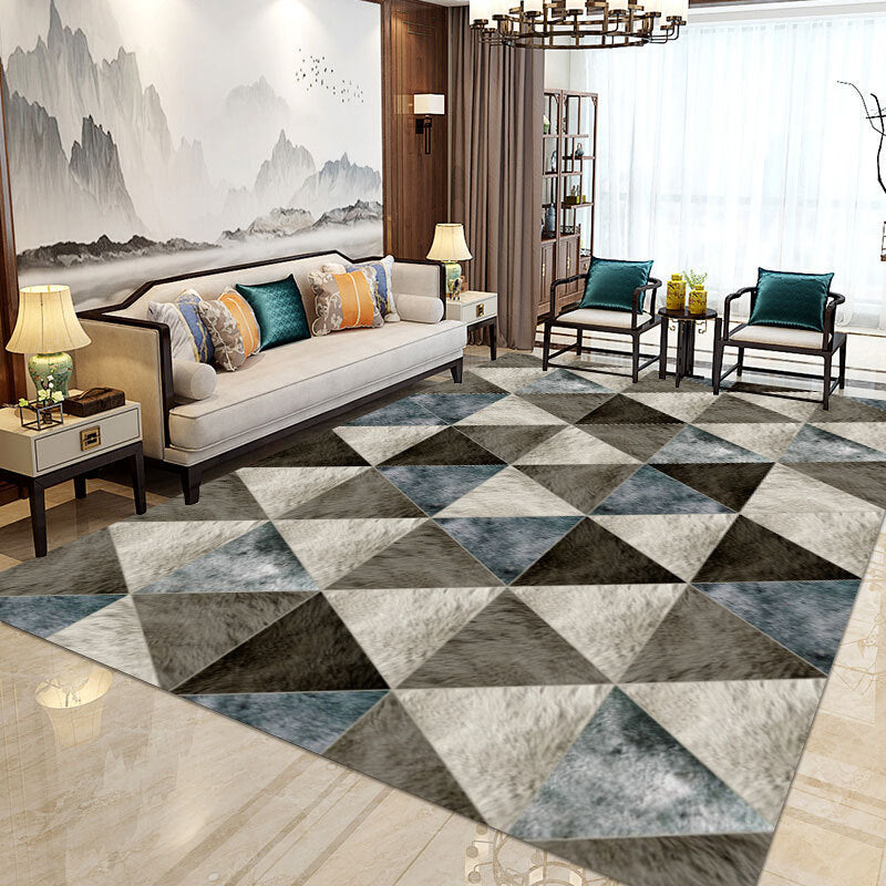 Rynx | Modern Home Decorative Rug Multi Colored Geometry Area Rug Polypropylene Washable Stain Resistant Non-Slip Backing Rug