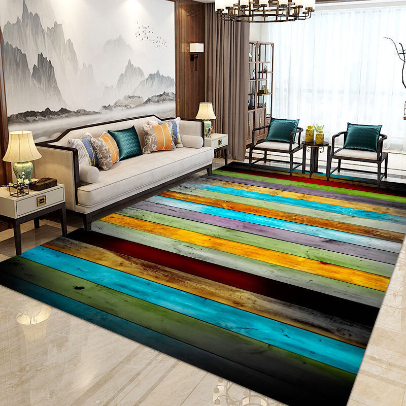 Rynx | Modern Home Decorative Rug Multi Colored Geometry Area Rug Polypropylene Washable Stain Resistant Non-Slip Backing Rug