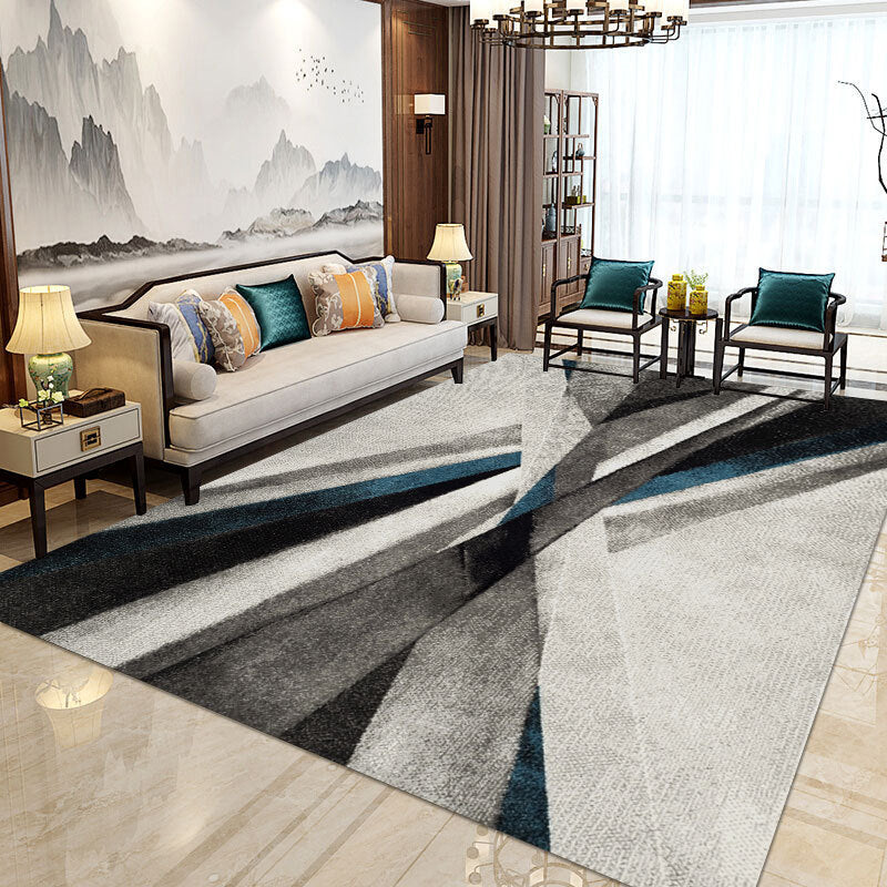 Rynx | Modern Home Decorative Rug Multi Colored Geometry Area Rug Polypropylene Washable Stain Resistant Non-Slip Backing Rug