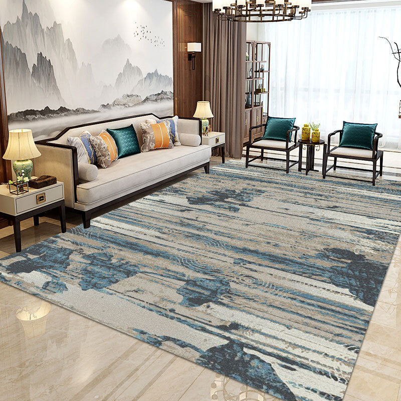 Rynx | Modern Home Decorative Rug Multi Colored Geometry Area Rug Polypropylene Washable Stain Resistant Non-Slip Backing Rug