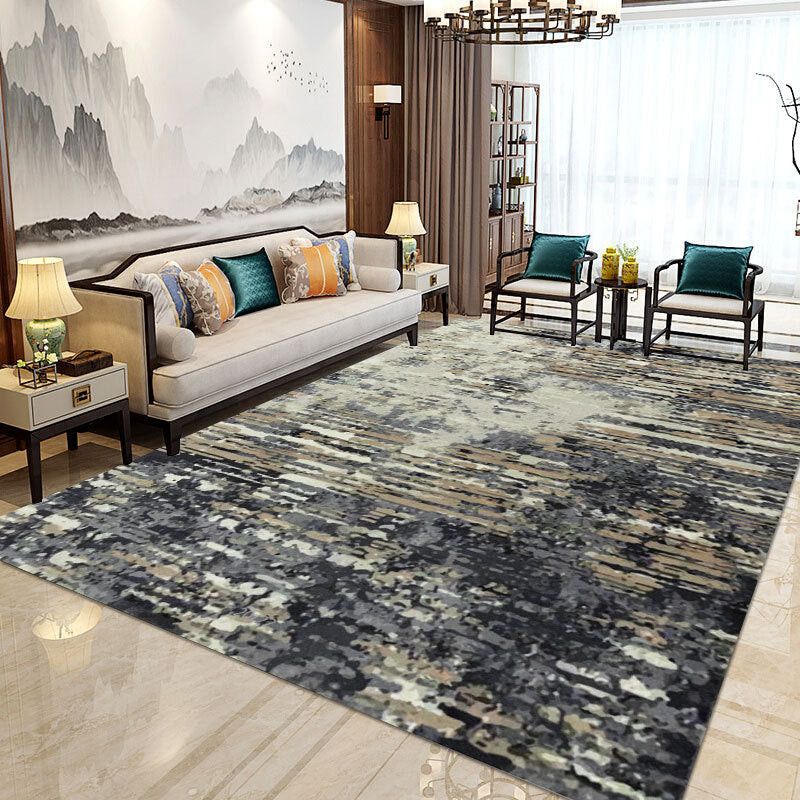 Rynx | Modern Home Decorative Rug Multi Colored Geometry Area Rug Polypropylene Washable Stain Resistant Non-Slip Backing Rug