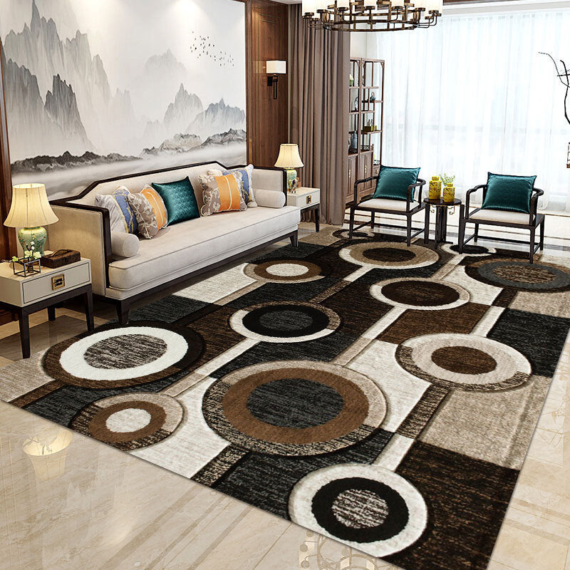 Rynx | Modern Home Decorative Rug Multi Colored Geometry Area Rug Polypropylene Washable Stain Resistant Non-Slip Backing Rug