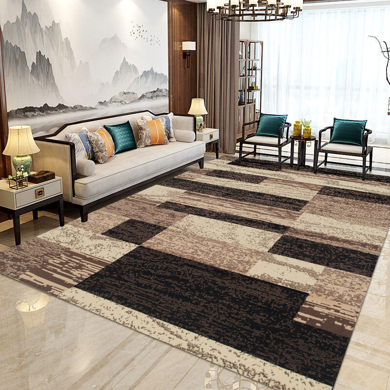 Rynx | Modern Home Decorative Rug Multi Colored Geometry Area Rug Polypropylene Washable Stain Resistant Non-Slip Backing Rug