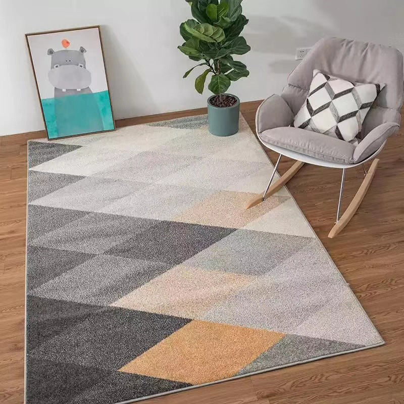 Rynx | Multicolor Modern Rug Polyester Graphic Print Area Carpet Machine Washable Anti-Slip Backing Stain Resistant Rug for Family Room