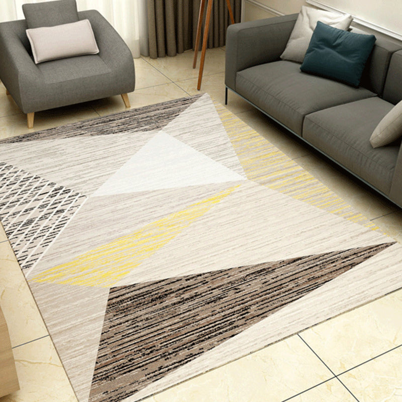 Rynx | Multicolor Modern Rug Polyester Graphic Print Area Carpet Machine Washable Anti-Slip Backing Stain Resistant Rug for Family Room