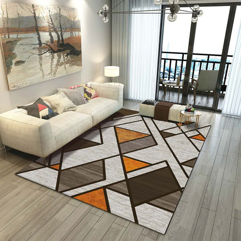 Rynx | Multicolor Modern Rug Polyester Graphic Print Area Carpet Machine Washable Anti-Slip Backing Stain Resistant Rug for Family Room