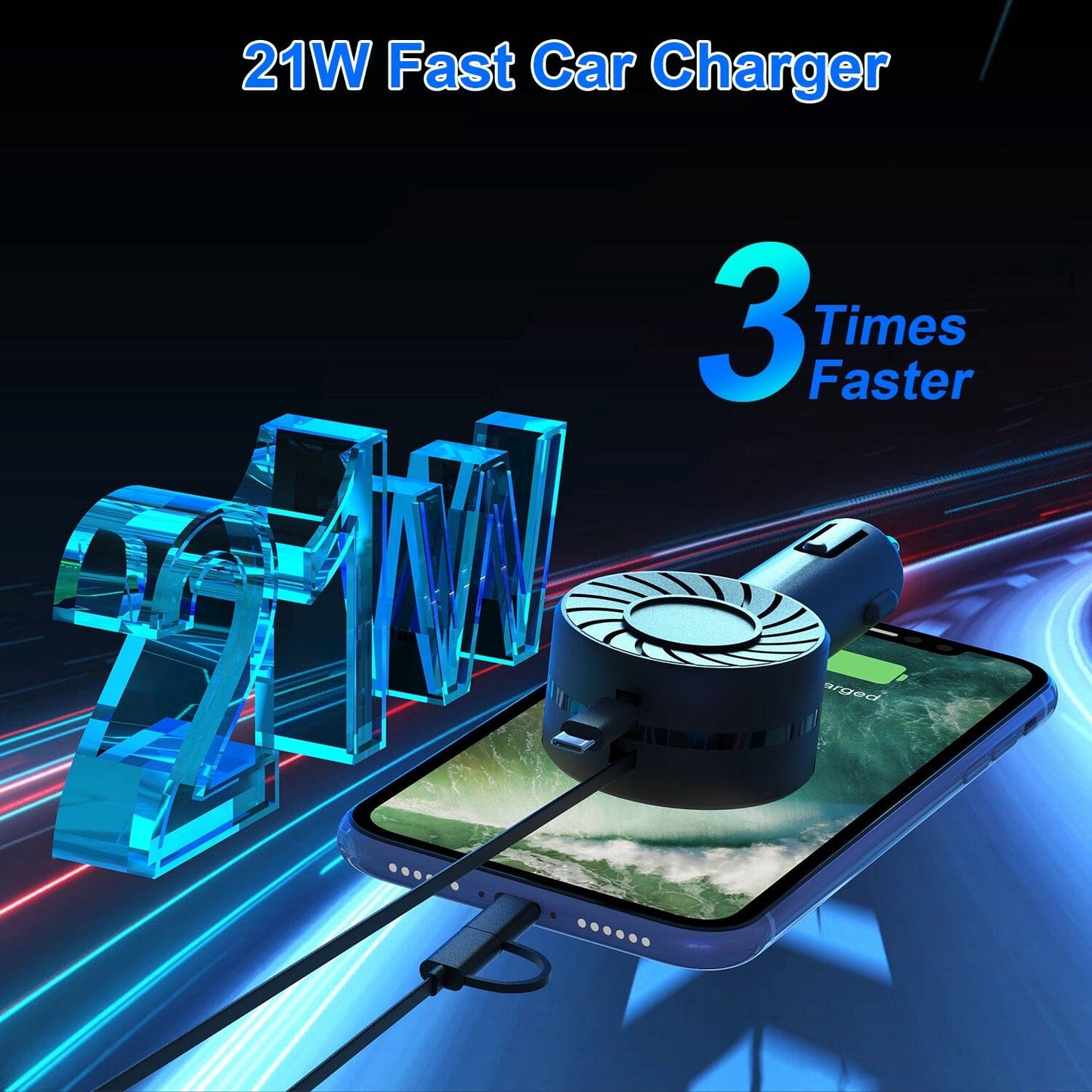 Rynx | 21W 3-in-1 Retractable Image Phone Charger
