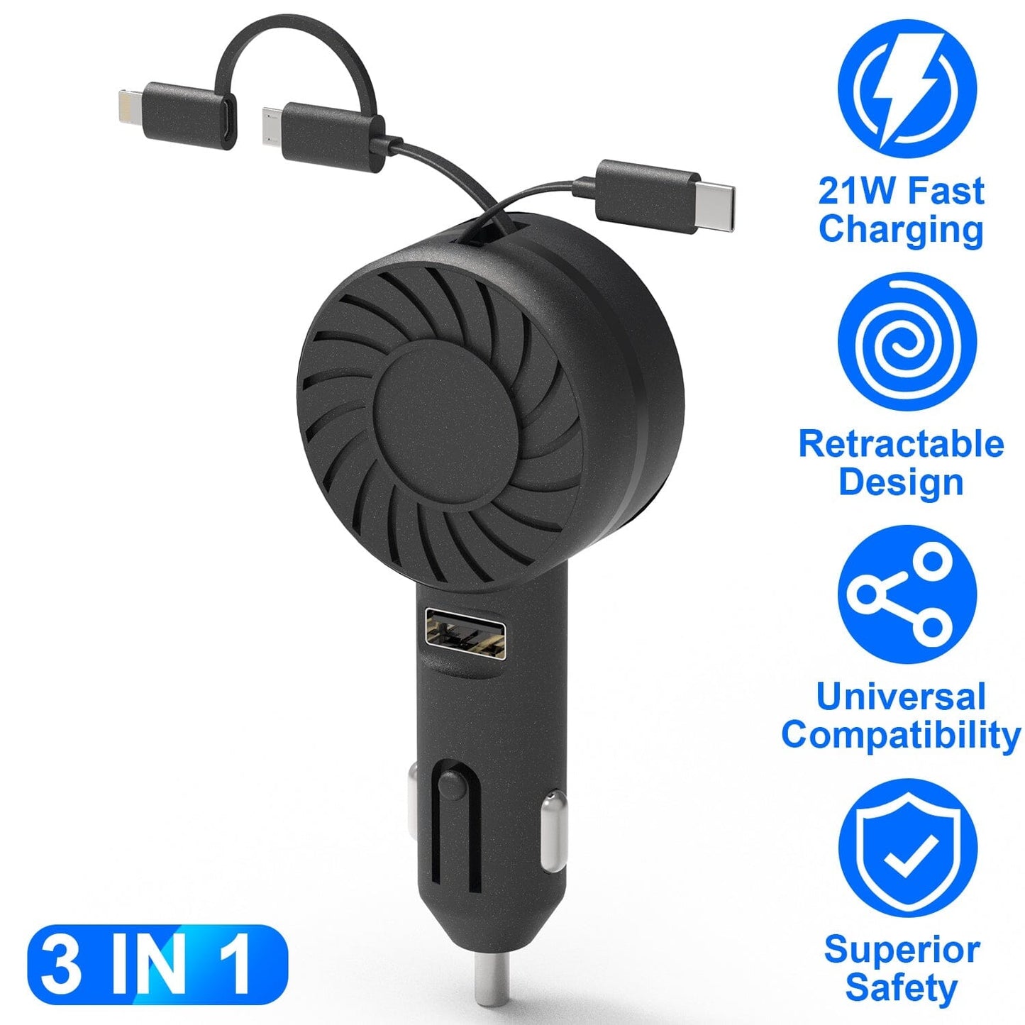 Rynx | 21W 3-in-1 Retractable Image Phone Charger