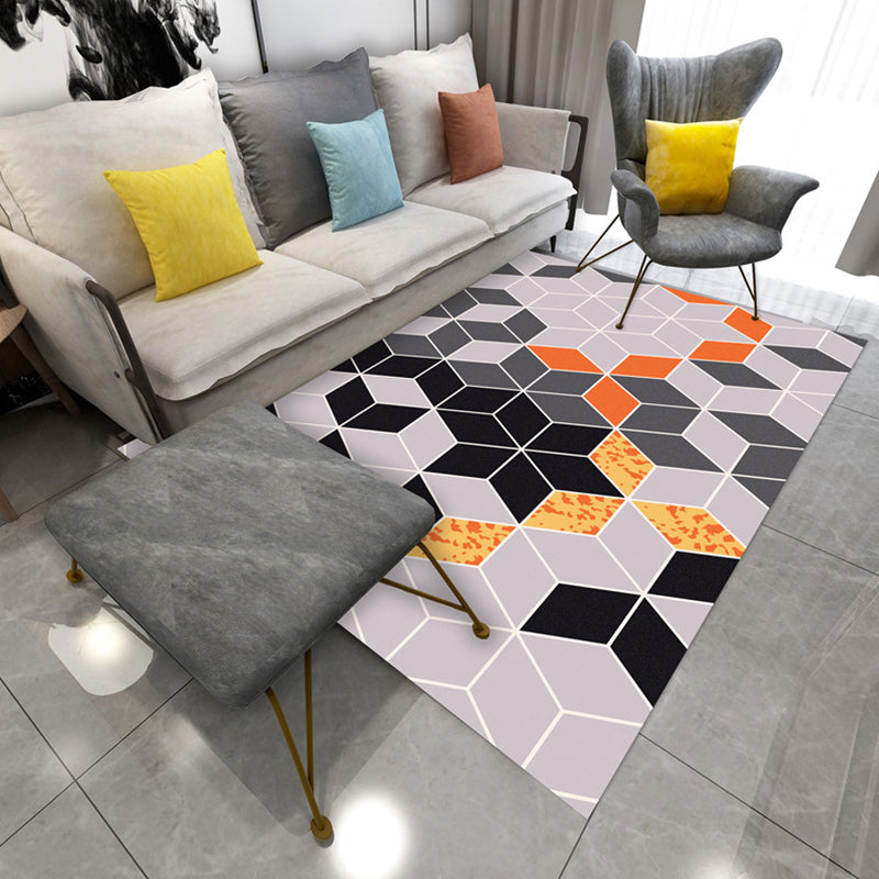 Rynx | Contemporary Area Rug Multi-colored Geo Printed Carpet Synthetic Non-slip Machine Washable Rug