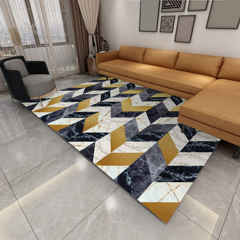 Rynx | Contemporary Area Rug Multi-colored Geo Printed Carpet Synthetic Non-slip Machine Washable Rug