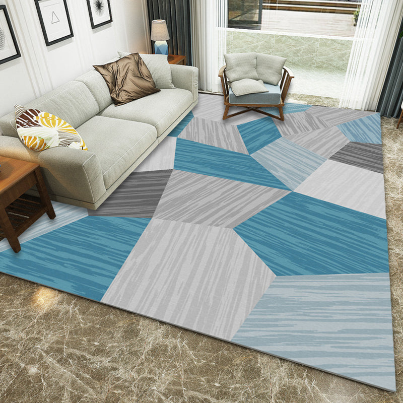 Rynx | Contemporary Area Rug Multi-colored Geo Printed Carpet Synthetic Non-slip Machine Washable Rug
