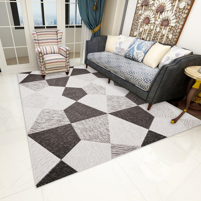 Rynx | Contemporary Area Rug Multi-colored Geo Printed Carpet Synthetic Non-slip Machine Washable Rug