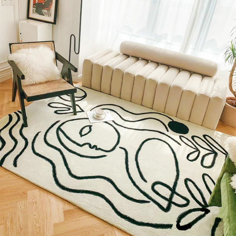 Rynx | Simple Bedroom Rug Multicolored Abstract Cartoon Area Rug Polyester Pet-Friendly Non-Slip Rug