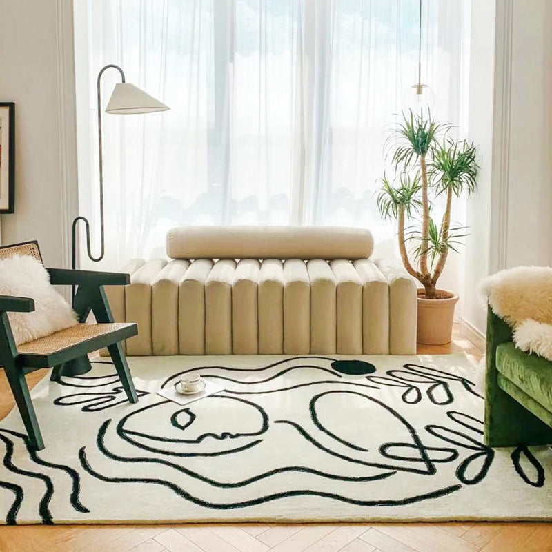 Rynx | Simple Bedroom Rug Multicolored Abstract Cartoon Area Rug Polyester Pet-Friendly Non-Slip Rug