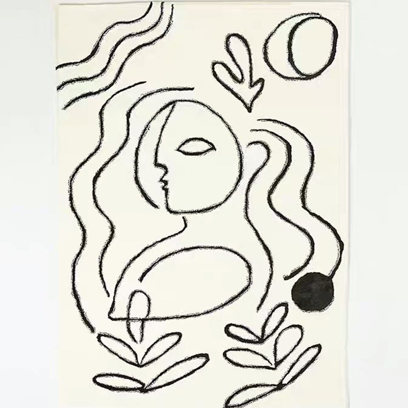 Rynx | Simple Bedroom Rug Multicolored Abstract Cartoon Area Rug Polyester Pet-Friendly Non-Slip Rug
