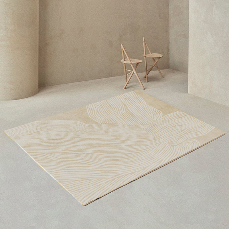 Rynx | Modern Home Decor Rug Beige Abstract Printed Area Rug Cotton Blend Non-Slip Machine Washable Rug