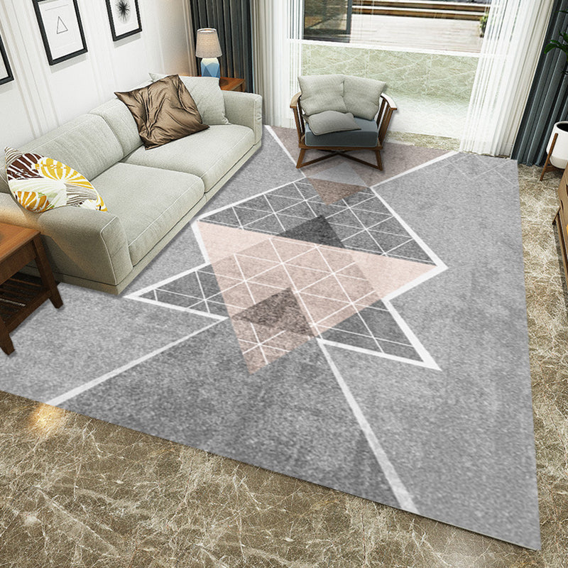 Rynx | Multi Color Nordic Rug Polyster Geo Printed Area Rug Non-Slip Backing Pet Friendly Easy Care Rug for Parlor