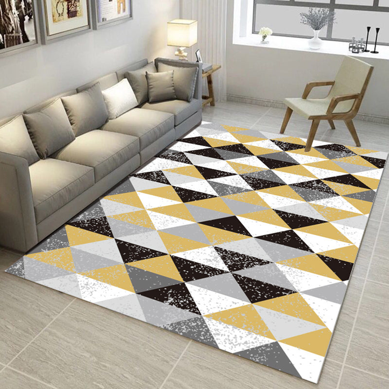 Rynx | Multi Color Nordic Rug Polyster Geo Printed Area Rug Non-Slip Backing Pet Friendly Easy Care Rug for Parlor