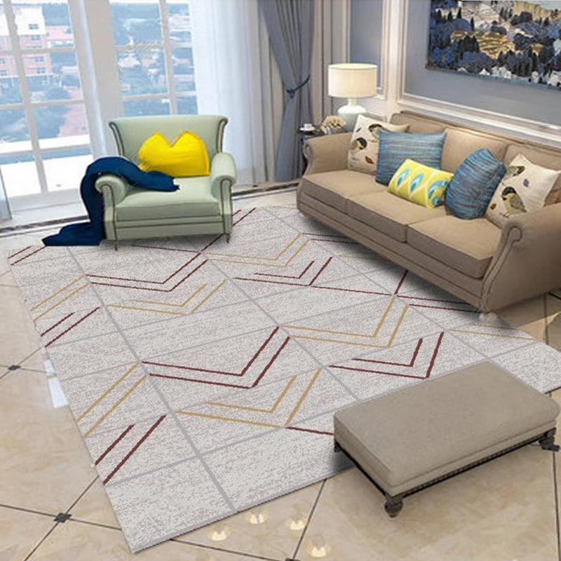 Rynx | Multi Color Nordic Rug Polyster Geo Printed Area Rug Non-Slip Backing Pet Friendly Easy Care Rug for Parlor