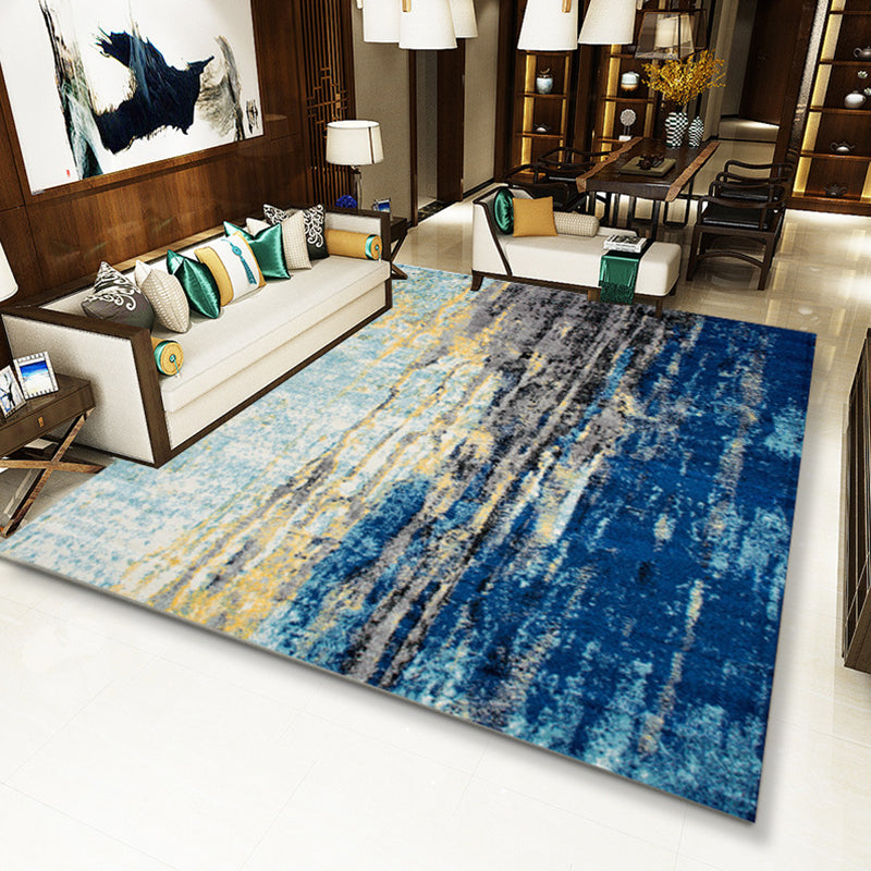Rynx | Multi Color Nordic Rug Polyster Geo Printed Area Rug Non-Slip Backing Pet Friendly Easy Care Rug for Parlor