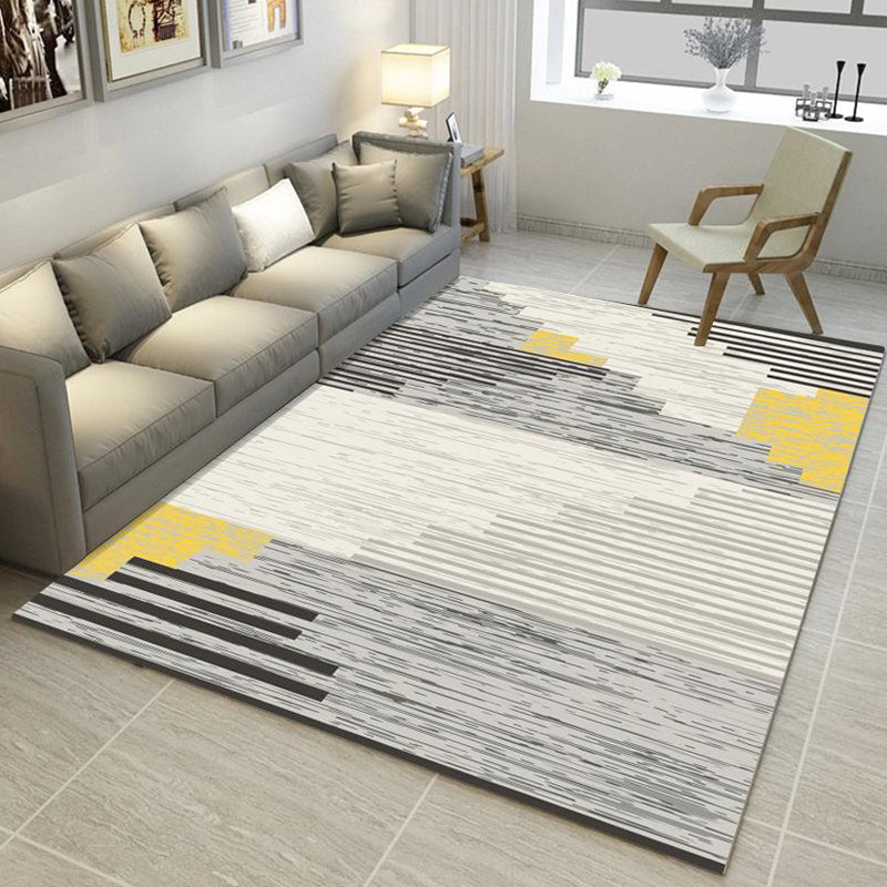 Rynx | Multi Color Nordic Rug Polyster Geo Printed Area Rug Non-Slip Backing Pet Friendly Easy Care Rug for Parlor