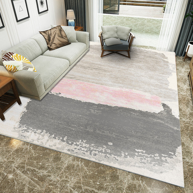 Rynx | Multi Color Nordic Rug Polyster Geo Printed Area Rug Non-Slip Backing Pet Friendly Easy Care Rug for Parlor