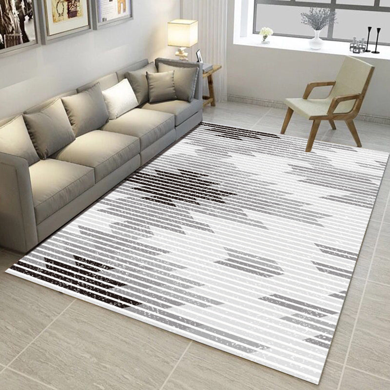 Rynx | Multi Color Nordic Rug Polyster Geo Printed Area Rug Non-Slip Backing Pet Friendly Easy Care Rug for Parlor