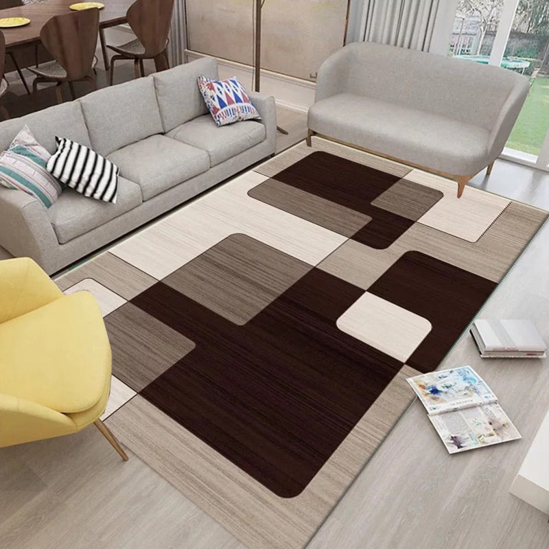 Rynx | Multi Color Nordic Rug Polyster Geo Printed Area Rug Non-Slip Backing Pet Friendly Easy Care Rug for Parlor