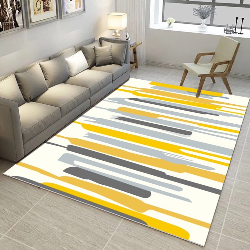 Rynx | Multi Color Nordic Rug Polyster Geo Printed Area Rug Non-Slip Backing Pet Friendly Easy Care Rug for Parlor