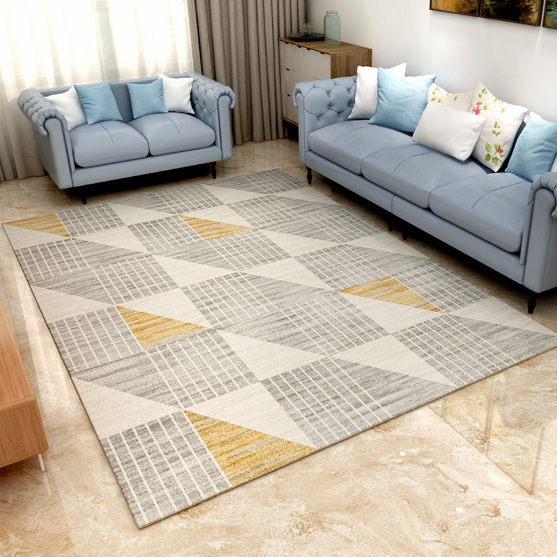 Rynx | Multi Color Nordic Rug Polyster Geo Printed Area Rug Non-Slip Backing Pet Friendly Easy Care Rug for Parlor