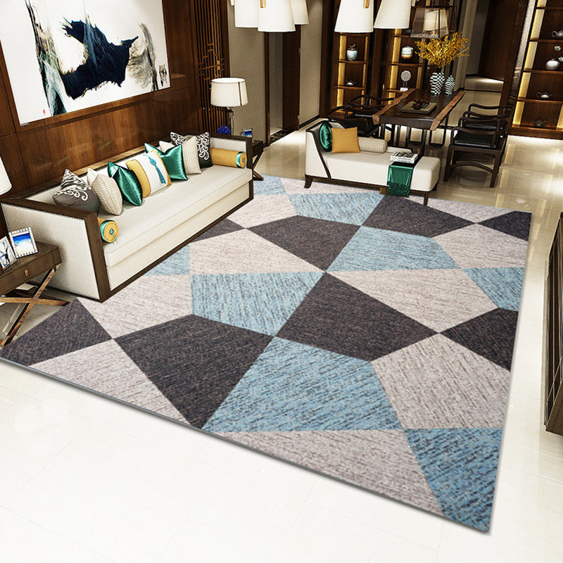 Rynx | Multi Color Nordic Rug Polyster Geo Printed Area Rug Non-Slip Backing Pet Friendly Easy Care Rug for Parlor