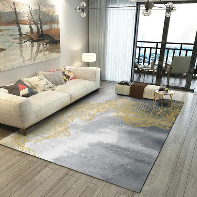 Rynx | Multi Color Nordic Rug Polyster Geo Printed Area Rug Non-Slip Backing Pet Friendly Easy Care Rug for Parlor