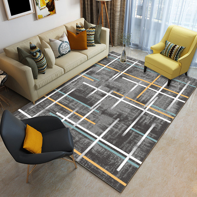 Rynx | Multi Color Nordic Rug Polyster Geo Printed Area Rug Non-Slip Backing Pet Friendly Easy Care Rug for Parlor