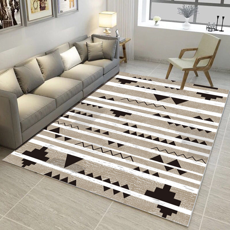 Rynx | Multi Color Nordic Rug Polyster Geo Printed Area Rug Non-Slip Backing Pet Friendly Easy Care Rug for Parlor