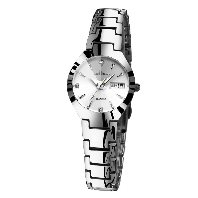 Rynx | Luminous watch pair watch calendar quartz watch Silver Woman