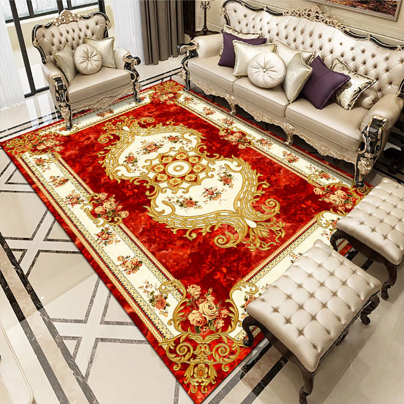 Rynx | Multicolored living room carpet American floral design carpet synthetic easy-care non-slip carpet