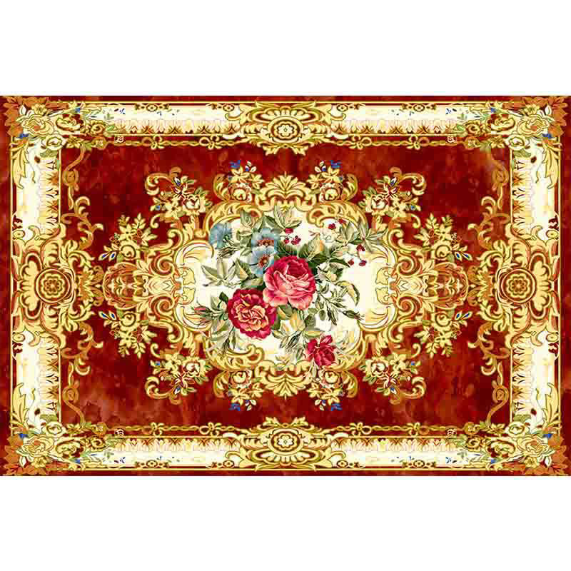 Rynx | Multicolored living room carpet American floral design carpet synthetic easy-care non-slip carpet