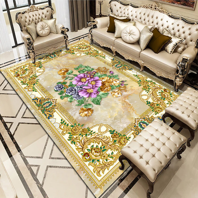 Rynx | Multicolored living room carpet American floral design carpet synthetic easy-care non-slip carpet