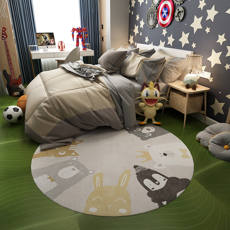 Rynx | Casual Kids Bedroom Carpet Multicolor Cartoon Indoor Carpet Polyester Non-slip Easy Care Area Rug