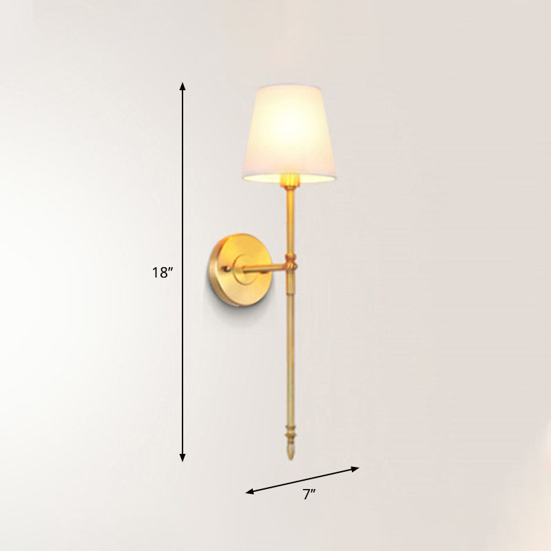 Rynx | Bucket Shadow Fabric Wall Mount Light Traditional Hall Wall Light Fixture in Brass