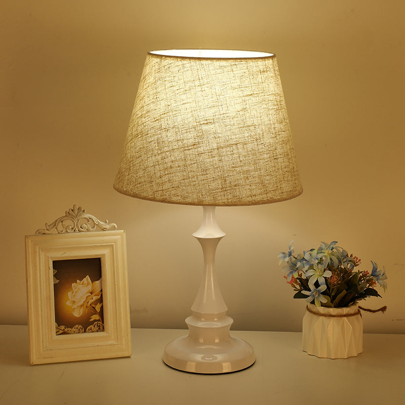 Rynx | LuxeBeam Iron Nightstand Lamp – Minimalist Table Lamp with Conical Fabric Shade