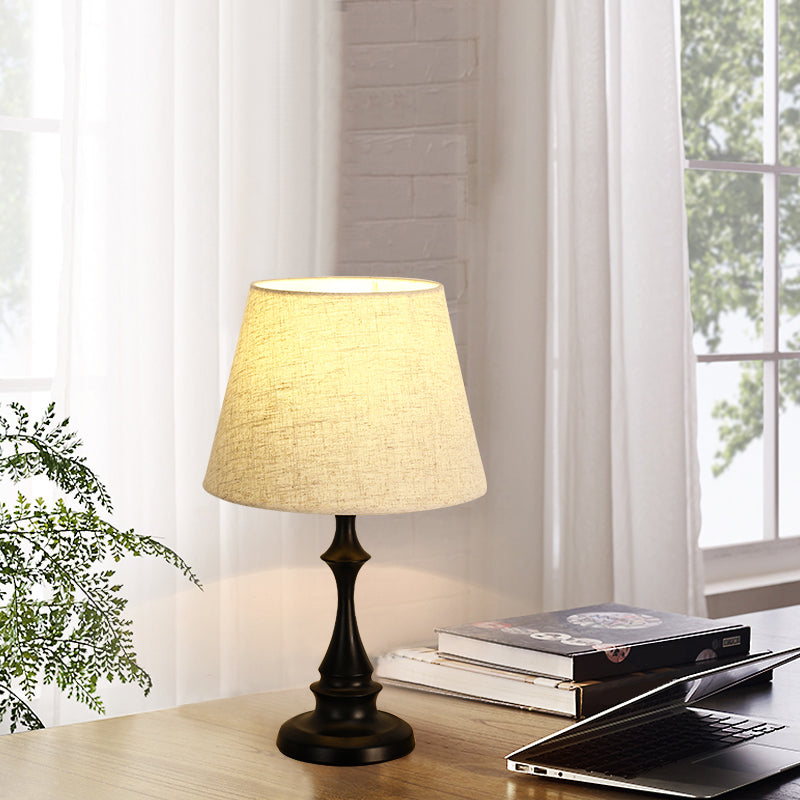 Rynx | LuxeBeam Iron Nightstand Lamp – Minimalist Table Lamp with Conical Fabric Shade