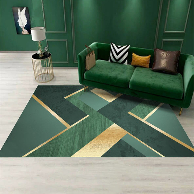 Rynx | Luxury Living Room Rug Multicolor Geometric Pattern Rug Polyester Non-Slip Machine Washable Rug