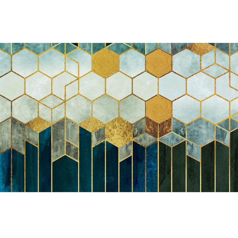 Rynx | Luxury Living Room Rug Multicolor Geometric Pattern Rug Polyester Non-Slip Machine Washable Rug