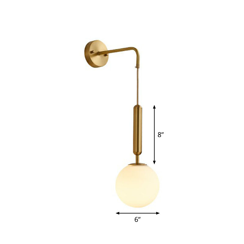 Rynx | Gold Finish Mini Globe Wall Light Sconces Minimalism 1-Bulb Cream Glass Wall Lighting